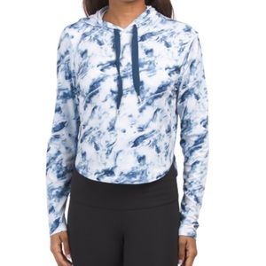 KYODAN Tie Dye Printed Moss Jersey Hoodie Blue White New